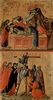 Duccio di Buoninsegna: Maestà, Altarretabel des Sieneser Doms, Rückseite, Hauptregister mit Szenen zu Christi Passion, Szenen: Grablegung und Kreuzabnahme