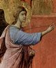 Duccio di Buoninsegna: Maestà, Altarretabel des Sieneser Doms, Vorderseite, Predella mit Szenen aus der Kindheit Jesu und Propheten, Szene: Verkündigung, Detail