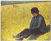 Georges Seurat: Auf einer Wiese sitzender Knabe