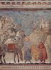 Giotto di Bondone: Freskenzyklus zum Leben des Hl. Franziskus von Assisi, Szene: Der Hl. Franziskus schenkt seinen Mantel einem verarmten Ritter