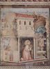 Giotto di Bondone: Freskenzyklus zum Leben des Hl. Franziskus von Assisi, Szene: Gebet des Hl. Franziskus in San Damiano (Franziskus erhält vom Kruzifix die Weisung das zerstörte Gebäude wieder aufzubauen)
