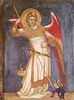 Guariento: Gemälde aus der Kapelle des Palazzo Carrara in Padua, Szene: Erzengel Michael wiegt eine Seele
