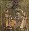 Indischer Maler um 1710: Râgmâlâ-Serie, Szene: Krishna und die Mädchen