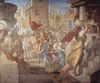 Julius Schnorr von Carolsfeld: Freskenzyklus um Casa Massimo in Rom, Ariost-Saal, Szene: Das Heer der Franken unter Karl dem Großen in der Stadt Paris