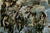 Michelangelo Buonarroti: Das Jüngste Gericht, Fresko an der Altarwand der Sixtinischen Kapelle, Detail: Engel ziehen die Seligen in den Himmel