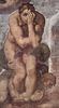 Michelangelo Buonarroti: Das Jngste Gericht, Fresko an der Altarwand der Sixtinischen Kapelle, Detail: Verdammter mit Figuren der Unterwelt