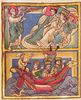 Mittelrheinischer Meister um 1200: Evangeliar des Doms zu Speyer, Szene: Traum und Heimreise der Heiligen Drei Könige