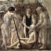 Piero della Francesca: Freskenzyklus der »Legende vom Heiligen Kreuz« im Chor von San Francesco in Arezzo, Szene: Tod und Bestattung Adams, Detail: Tod Adams