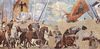 Piero della Francesca: Freskenzyklus der »Legende vom Heiligen Kreuz« im Chor von San Francesco in Arezzo, Szene: Triumphzug des Konstantin, Schlacht an der Milv-Brücke