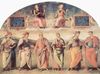 Pietro Perugino: Fresken der Sala d'Udienza im Collegio del Cambio in Perugia, Szene: Fortitudo und Temperantia mit antiken Helden