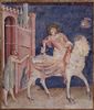 Simone Martini: Freskenzyklus mit Szenen aus dem Leben des Hl. Martin von Tours, Kapelle in Unterkirche San Francesco in Assisi, Szene: Der Hl. Martin teilt seinen Mantel