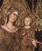 Simone Martini: Maestà, Thronende Madonna als Stadtpatronin, umgeben von Heiligen, Fresko im Palazzo Pubblico in Siena, Detail: Madonna mit dem segnenden Christuskind